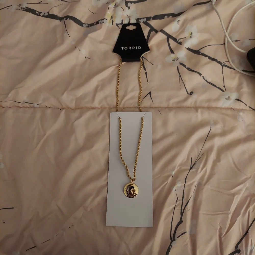 Torrid Crescent Moon Disc Goldtone Necklace-NWT - Picture 11 of 11